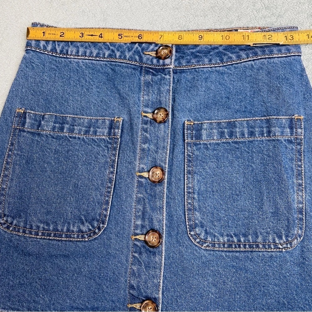 Free People We The Free Mini Skirt Womens 25 Denim Button Front Super High Rise - Picture 3 of 5